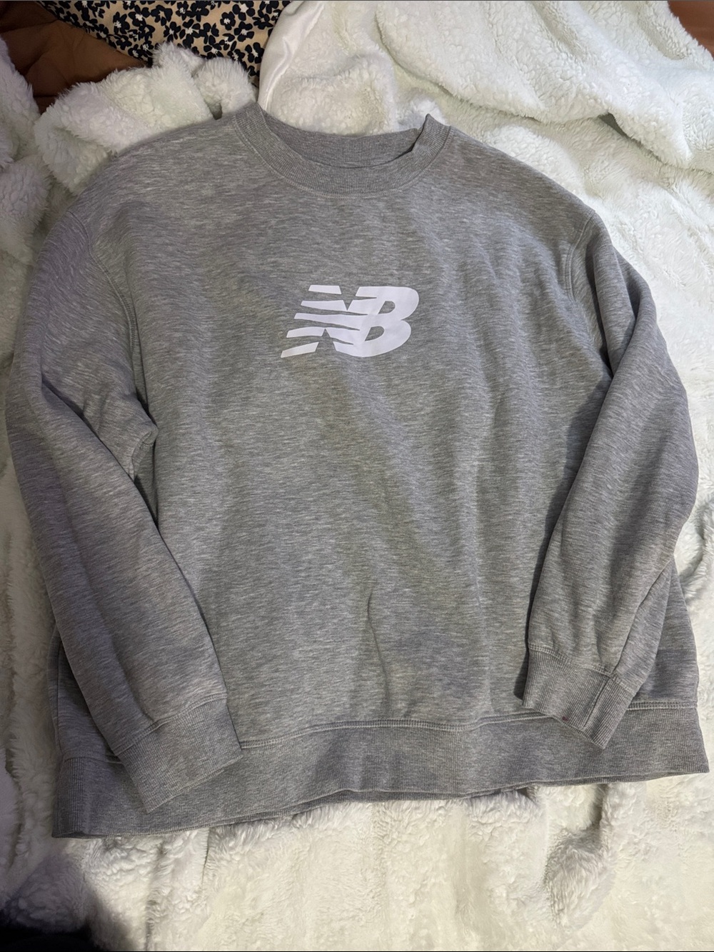 New Balance Grey Crewneck Sweatshirt with White NB Logo